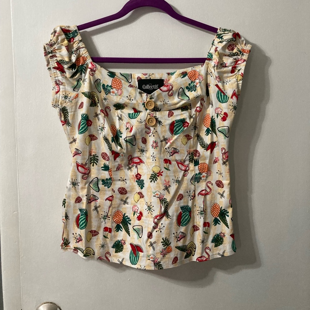 Flamingo peasant top